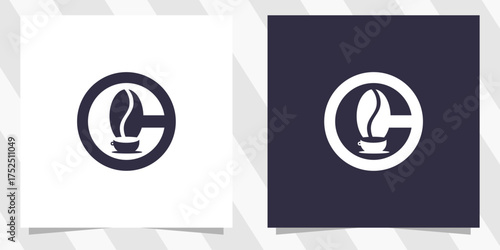 letter c with coffee logo design vector