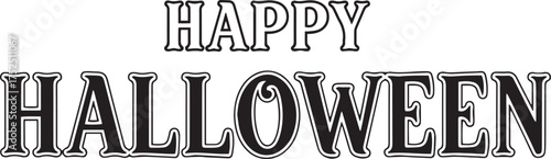 Happy Halloween bold text vector with a distinct outline and subtle texture, creating a clean yet slightly eerie holiday design.