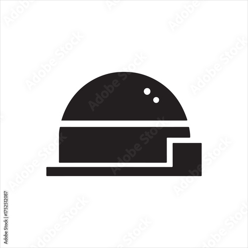 Minimalist burger icon for menu design showcasing a simple and modern fast food restaurant burger design isolated on white ready for restaurant menus and branding silhouette