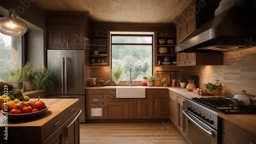The kitchen interior of a modern home.