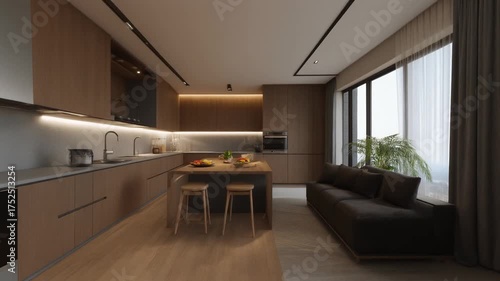 The kitchen interior of a modern home.