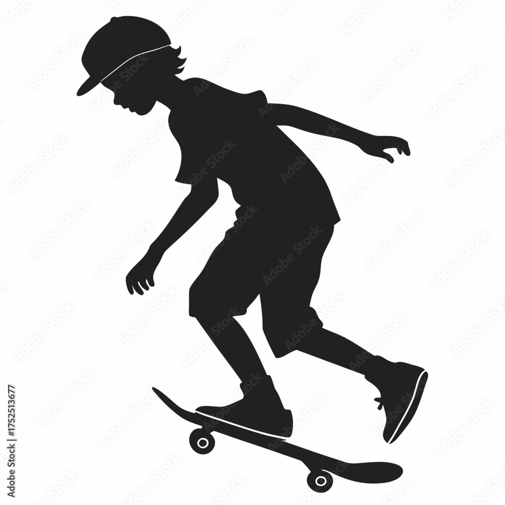 Fototapeta premium Boy skateboarding silhouette