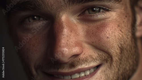 close up portrait of a man hyper realistic image smiling beautiful man