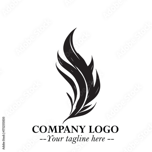 Rocket Logo Symbol in Black on the White Background with Modern Futuristic Space Design
