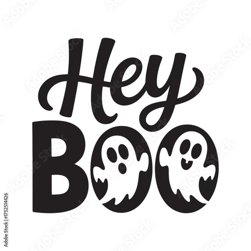 Whimsical Halloween Greetings Hey Boo with Playful Ghostly Apparitions Evoking Festive Fun