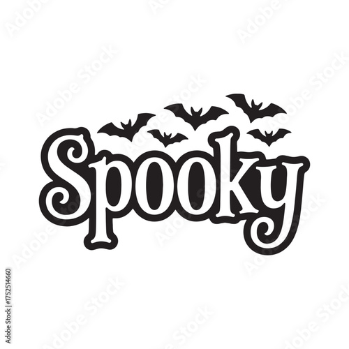 Festive Spooky Halloween Graphic Featuring Bats and Whimsical Lettering