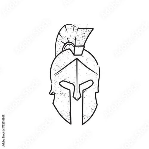 Gritty Stylized Spartan Helmet Vector Illustration on White Background