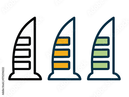 Dubai building Arab Iconic Landmark Illustrated in Different Styles Unique Building Icon Vector Graphic