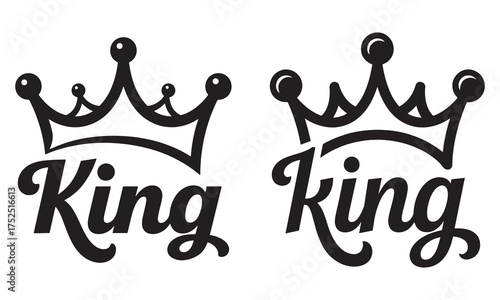 Elegant King Design Featuring Ornate Crowns and Stylish Typography Depicting Royal Authority and Sophistication for Apparel and Branding