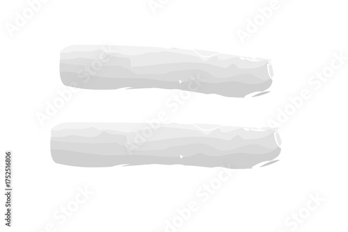 Two abstract white brush strokes with torn edges on a clean white background