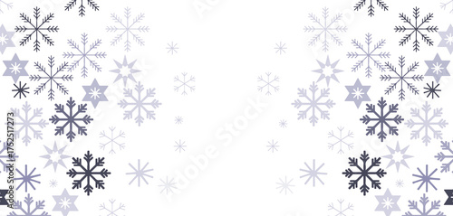 Elegant winter snowflake background vector design, minimalist frosty border frame with icy blue snowflakes, perfect for Christmas greeting card, holiday invitation, festive New Year decoration templat