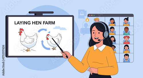 Online seminar about laying hen farm management for aspiring poultry farmers