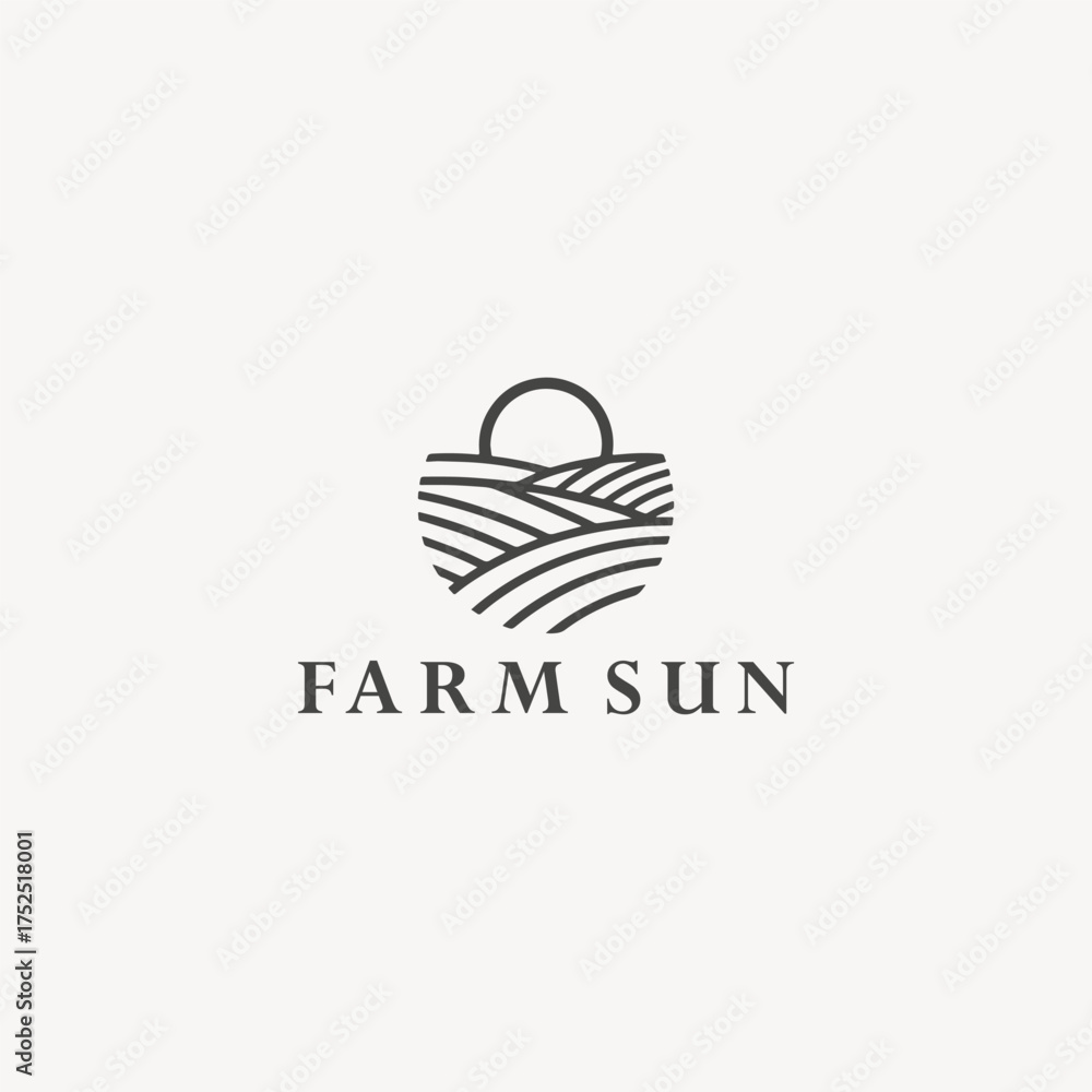 Fototapeta premium Farm sun logo design template vector illustration