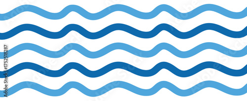 Simple seamless pattern with abstract ocean waves in blue tones on white background. Ideal for kids decor. summer textiles.marine designs and beach themed products . Blue waves icon in trendy style 