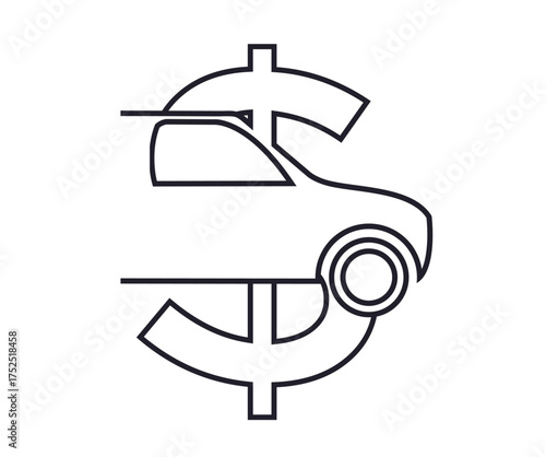 Car Silhouette Inside Dollar Sign Illustration