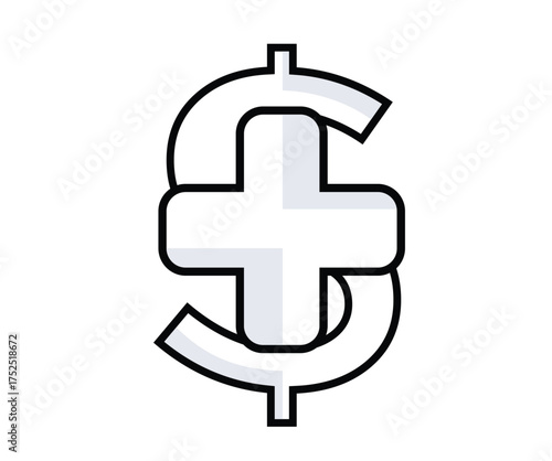 Medical Finance Dollar Sign Line Art Illustration