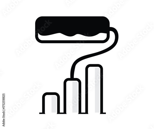 Minimalist Bar Chart Paint on Black Background