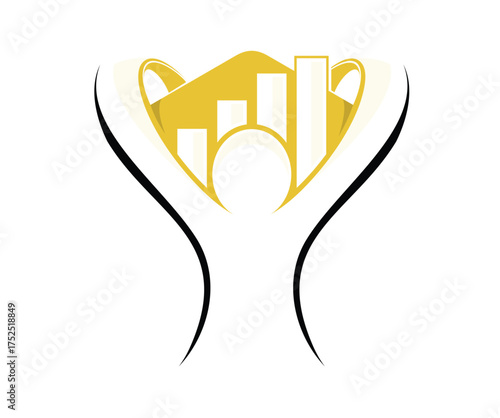 Minimalist Symbol of Finance Growth in Gold