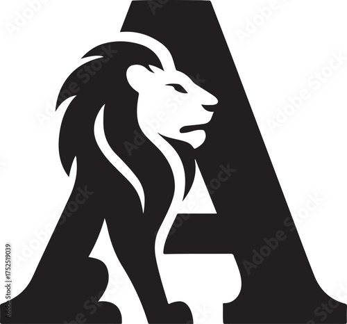 Lion and Letter A Logo Design Embodying Strength Authority and Leadership Creating a Bold and Memorable Brand Identity Vector Illustration silhouette