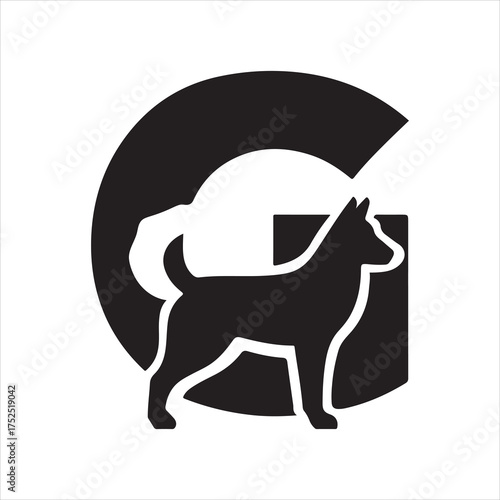 Modern Dog Logo Design with Letter G Silhouette Vector Illustration for Branding and Identity Graphic Representation Animal Symbol