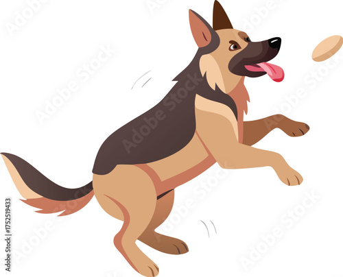 German Shepherd Dog Jumping to Catch a Flying Disc canine animal