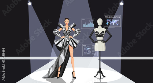 Futuristic fashion illustration: trend analysis and digital design showcase