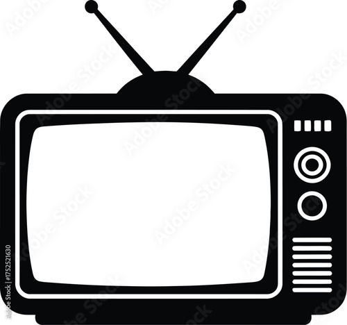 Vintage television with antennas retro analog