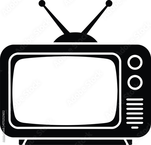 Old television with antenna retro vintage