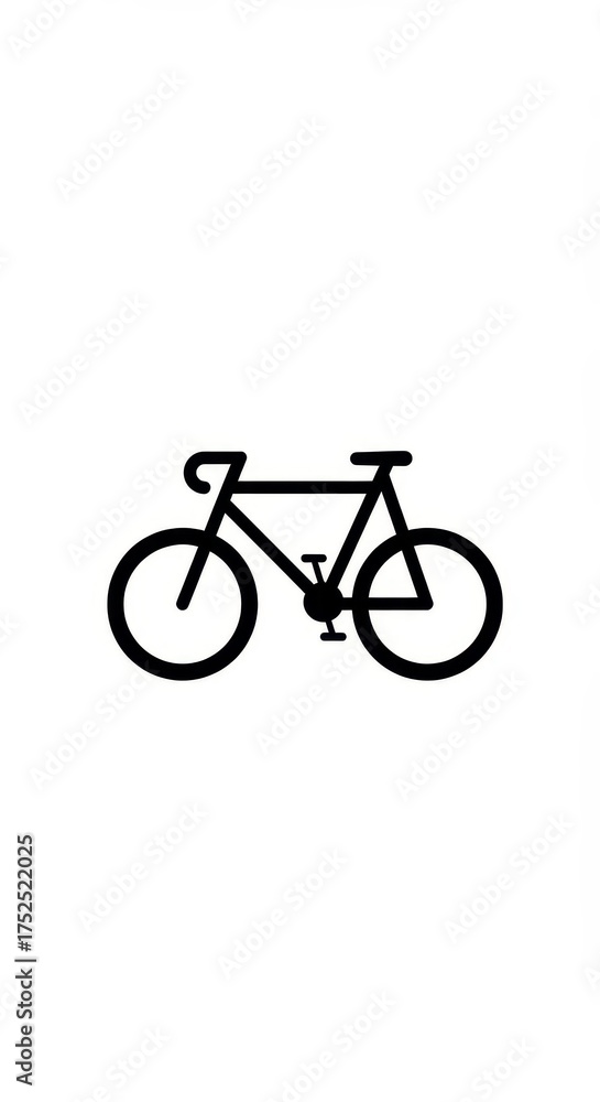Fototapeta premium Simple black bicycle icon on a clean white background.