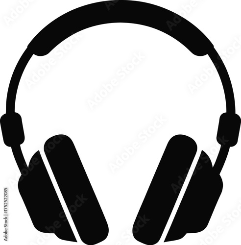 Black headphones vector silhouette audio sound