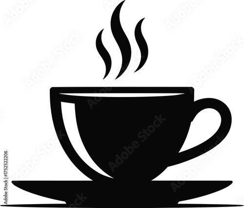 Hot beverage cup with steam coffee hot drink