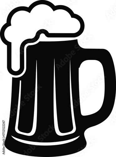 Frothy beer mug silhouette drink beverage