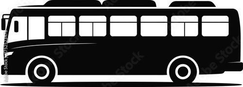 Black bus silhouette with windows vehicle transportation