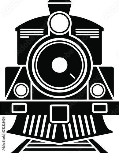 Steam locomotive front view train engine