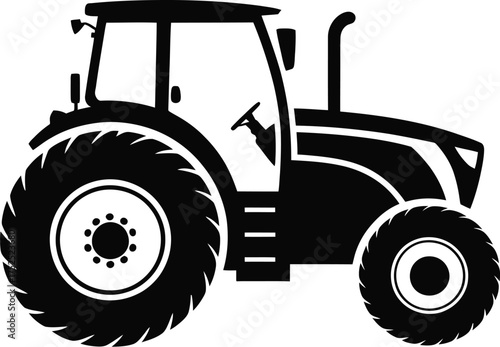 Black tractor silhouette agriculture vehicle