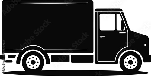 Black delivery truck silhouette cargo truck commercial vehicle
