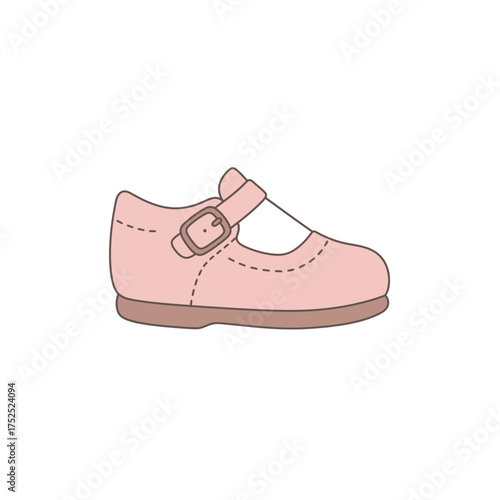 Charming pink mary jane shoe for babies and toddlers with buckle closure and classic design