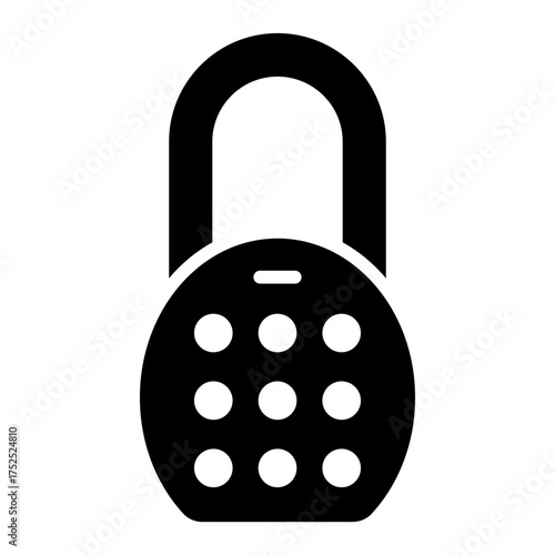 secure lock glyph icon with keypad for digital unlock