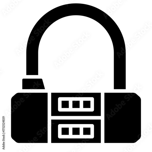security lock glyph icon with double latch for storage box