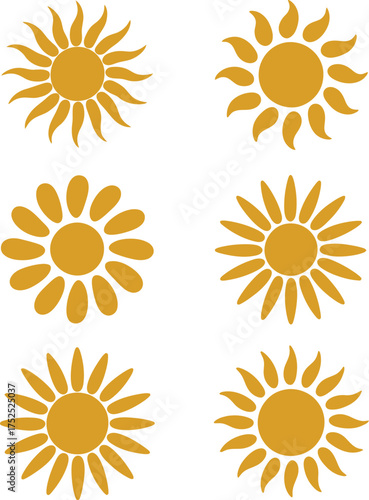 Golden sunbursts floral motifs yellow orange