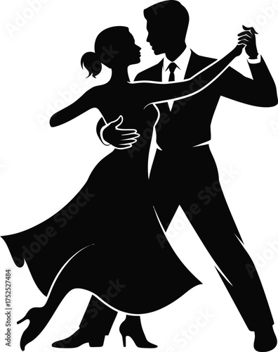 Elegant couple dancing ballroom vector silhouette ballroom dancing