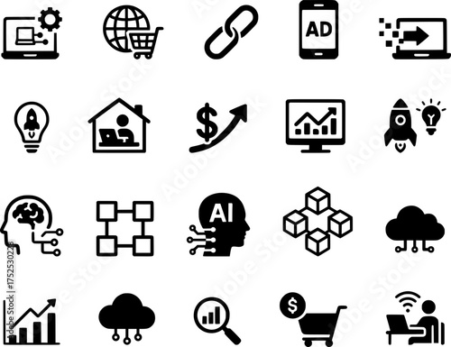 Modern Business Technology Icon Set
