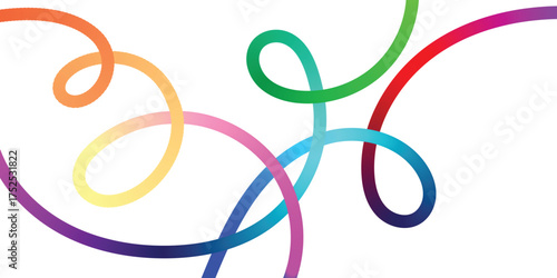 Vibrant Abstract Lines Intertwining on a Black Background. A dynamic image featuring interwoven, colorful lines in various shades of the rainbow against a solid black backdrop.