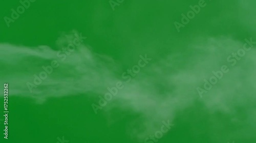 Green Screen Chroma Key Background with Wispy White Smoke Effect Versatile Overlay for Visual Effects and Design