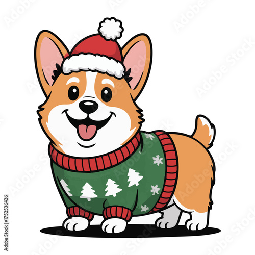 Dog wearing Christmas Costume and ornament design