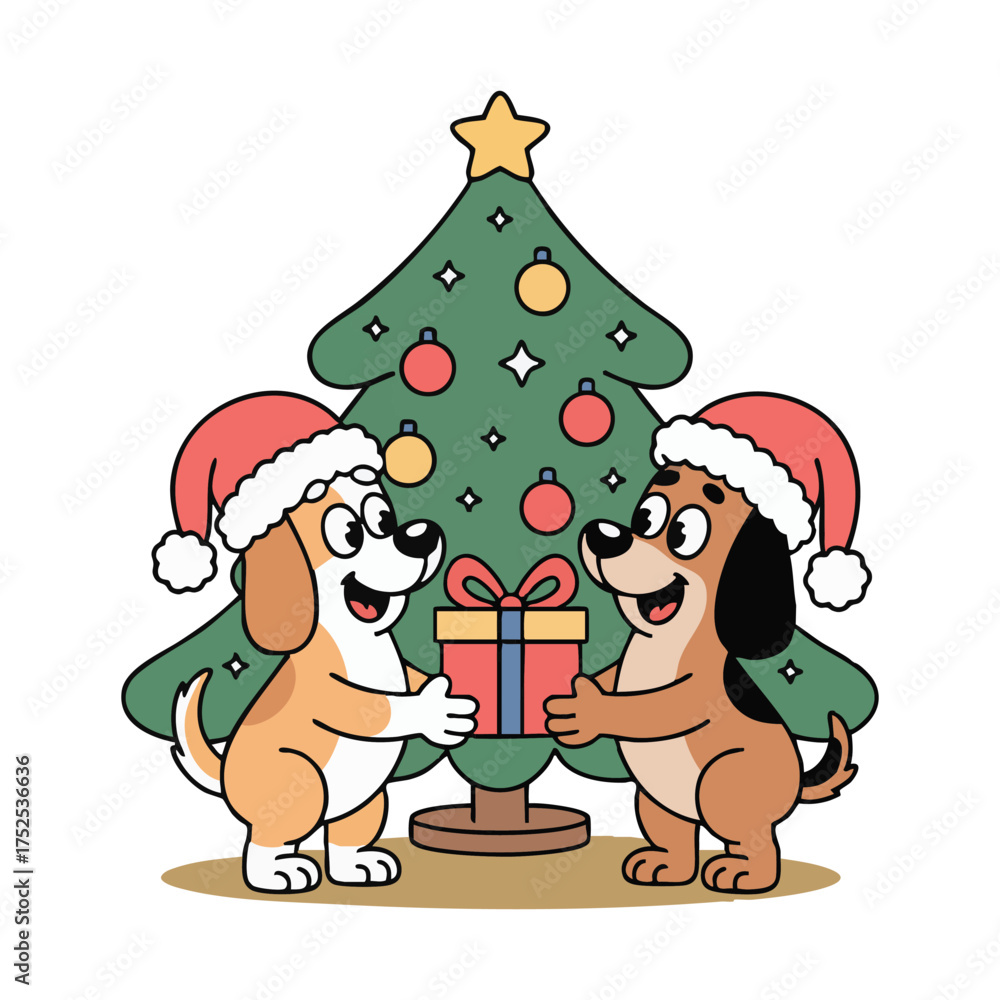 Fototapeta premium Dog wearing Christmas Costume and ornament design