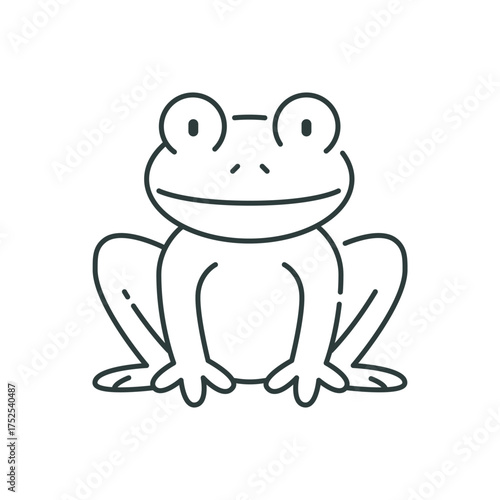 A simple line drawing of a frog sitting facing forward. editable line icon