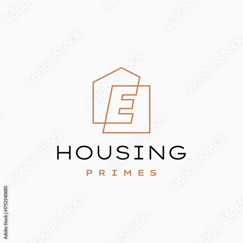 letter e house home mortgage real estate living logo vector icon illustration