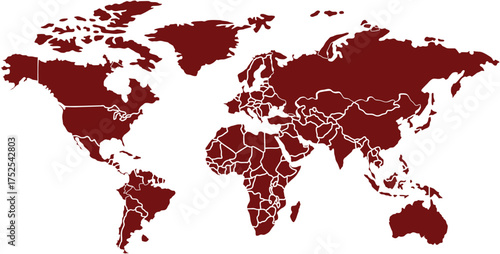 High resolution map of the world split into individual countries. High detail world map