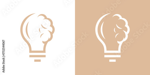Creative logo combining a brain and light bulb, symbolizing innovation, intelligence, and bright ideas in modern technology and education design.